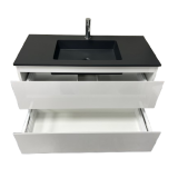 Badmeubel Ithaca 90cm wit hoogglans met composiet wastafel antraciet