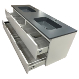 Dubbel badmeubel Life 150cm mat wit met composiet wastafel Cementgrijs RAL7033