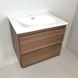 vanity unit Nogal 60cm, walnut 'look' with ceramic washbasin