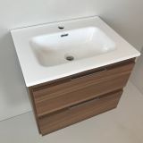 vanity unit Nogal 60cm, walnut 'look' with ceramic washbasin