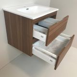 vanity unit Nogal 60cm, walnut 'look' with ceramic washbasin