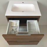 vanity unit Nogal 60cm walnut 'look' with Solid Surface washbasin