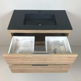 vanity unit Roble 83cm, oak 'look' with Composite washbasin anthracite