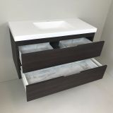 vanity unit Wengé 100cm, wengé 'look' with 5cm Composite washbasin