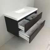 vanity unit Wengé 100cm, wengé 'look' with 5cm Composite washbasin
