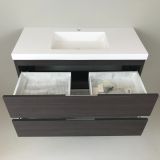 vanity unit Wengé 100cm, wengé 'look' with 5cm Composite washbasin