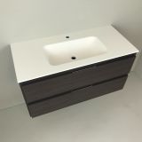 vanity unit Wengé 100cm, wengé 'look' with Solid Surface washbasin