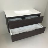 vanity unit Wengé 100cm, wengé 'look' with Solid Surface washbasin