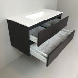 vanity unit Wengé 100cm, wengé 'look' with Solid Surface washbasin