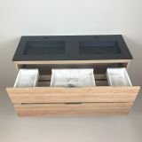 double vanity unit Roble 120cm, oak 'look' with Composite washbasin anthracite