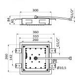 built-in overhead shower for ceiling Eos 30x30cm chrome