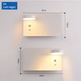 Set made of 2 LED wall lamps with shelf, rotatable lighting and usb connection white