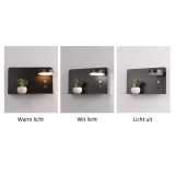 Set made of 2 LED wall lamps with shelf, rotatable lighting and usb connection black 