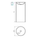 Vrijstaand composiet wastafel Circo ø40x90cm mat wit - zonder kraangat