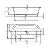 Vrijstaand Solid Surface ligbad Classic 180x88cm mat wit