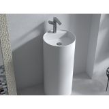 Vrijstaand composiet wastafel Rin ø39x87cm mat wit - met kraangat