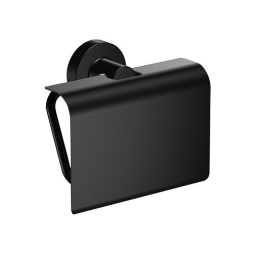 Toilet paper holder Techno with klep matt black