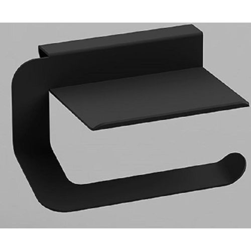 designer toiletrol Holder Quick matt black with shelf for smartphone