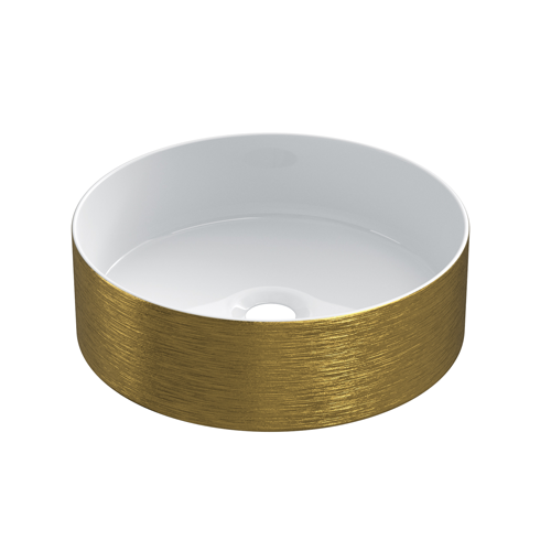 ceramic round surface-mounted wash bowl Cylindrico ø36cm gold coloured with white inside