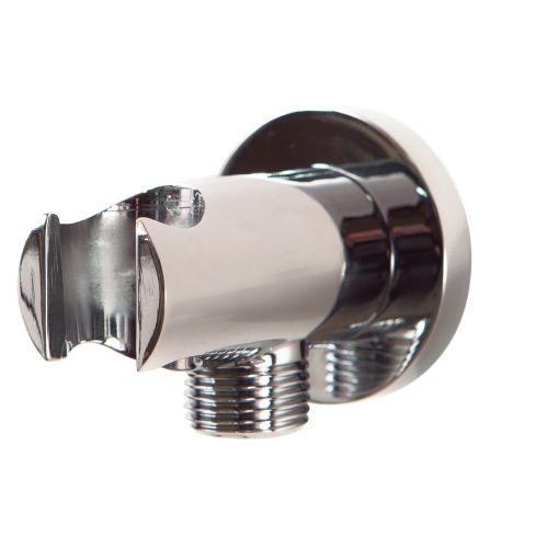 hand shower holder with water inlet and wall connection chrome