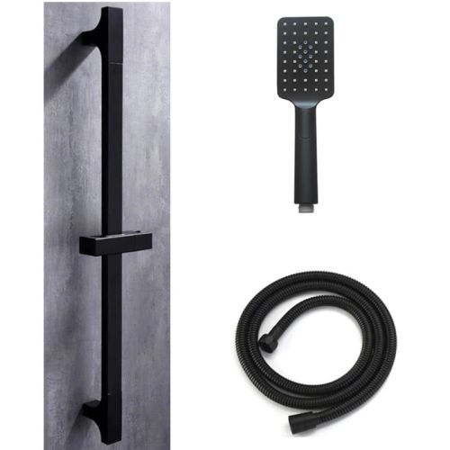 showerset Square matt black - hand shower - sliding bar 66 cm - shower hose 150 cm